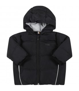 Black jacket for baby boy with logo