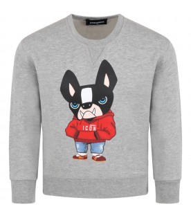 Grey sweatshirt for boy with iconic dog