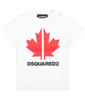 White T-shirt for baby boy with maple leaf