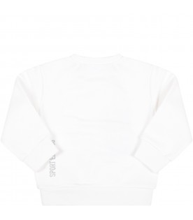 White sweatshirt for baby boy with maple leaf