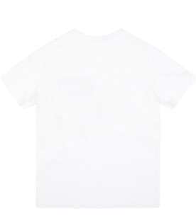 White T-shirt for baby boy with logo