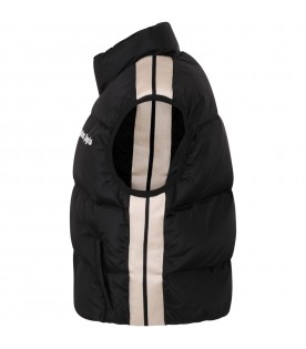 Black vest for kids with white logo