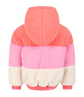 Multicolor jacket for girl with logo