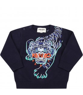 Maglione blu per bambino con tigre
