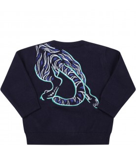 Blue sweater for baby boy with tiger