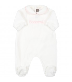 White babygrow for baby girl with writing