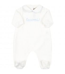 White babygrow for baby boy with writing