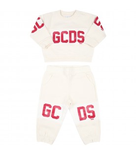 Ivory tracksuit for baby kids with logo