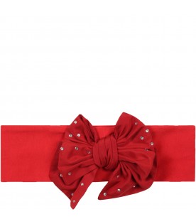 Red hairband for baby girl with bow