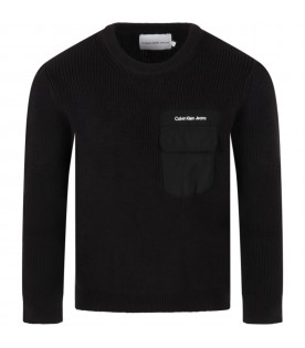 Black sweater for boy with logo