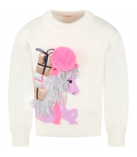 Ivory sweater for girl with horse