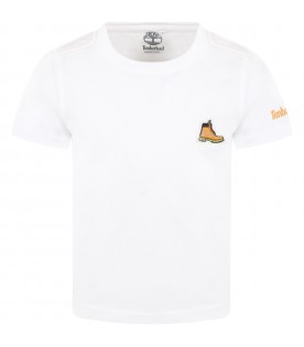 White t-shirt for boy with shoe