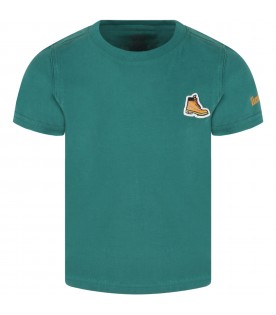 Green t-shirt for boy with shoe