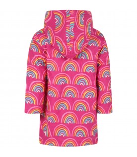 Fuchsia jacket for girl with rainbows