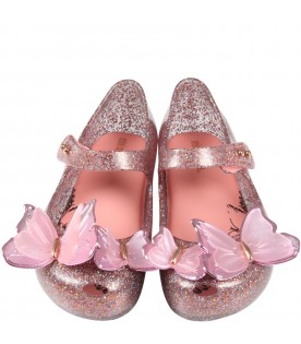 Multicolor ballerinas for girl with butterflies