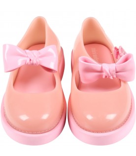 Pink ballerina-flats for girl with bow