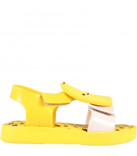 Yellow sandals for kids with banana