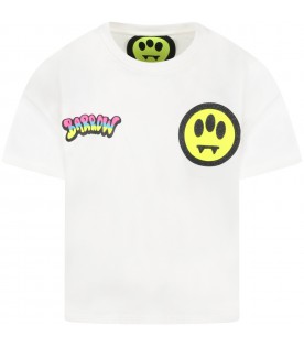White T-shirt for girl with logo and smiley face