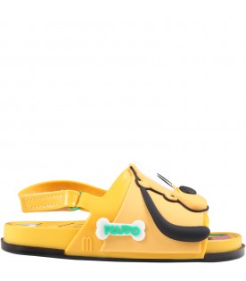 Yellow sandals for boy with Pluto