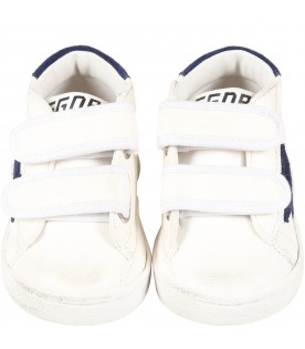 White sneakers for boy with logo and star