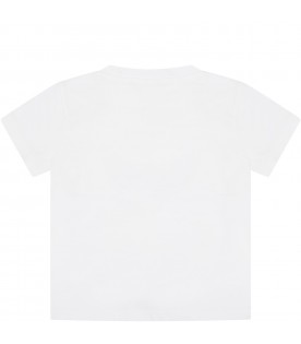 White t-shirt for baby boy with logos