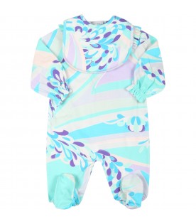 Light blue set for baby girl with iconic print