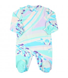 Light blue set for baby girl with iconic print