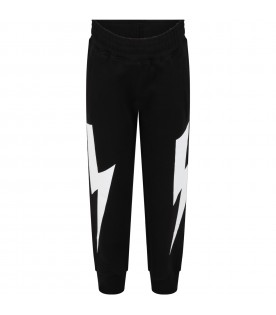Black sweatpant for boy with thunderbolts