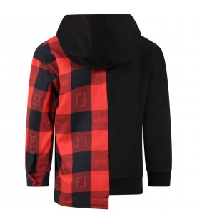 Black sweatshirt for kids with red check