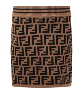 Beige skirt for girl with black FF