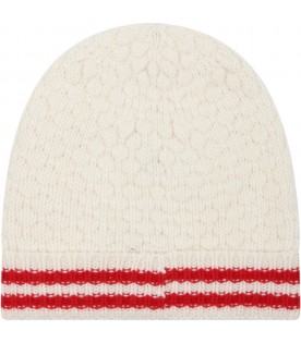 Cappello bianco per bambini con logo blu e rosso