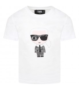 White T-shirt for girl with Karl and logo