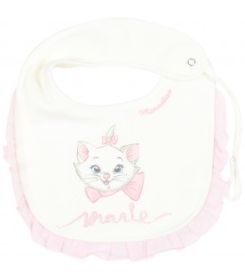 White bib for baby girl with Marie