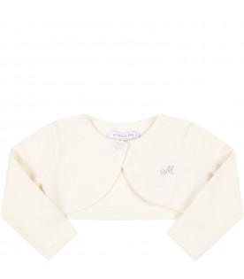 Ivory cardigan for baby girl with logo