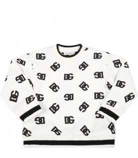 White sweatshirt for babykids with black logo