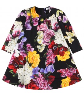 Black dress for baby girl with floral print