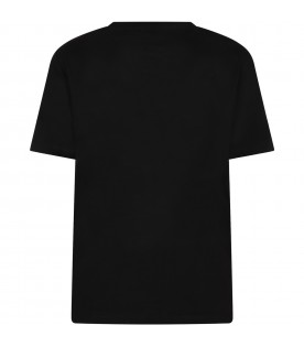 T-shirt nera per bambini con scritta bianca