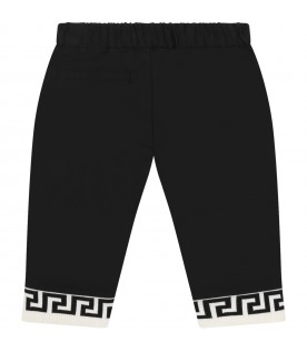 Black trousers for baby boy with Medusa