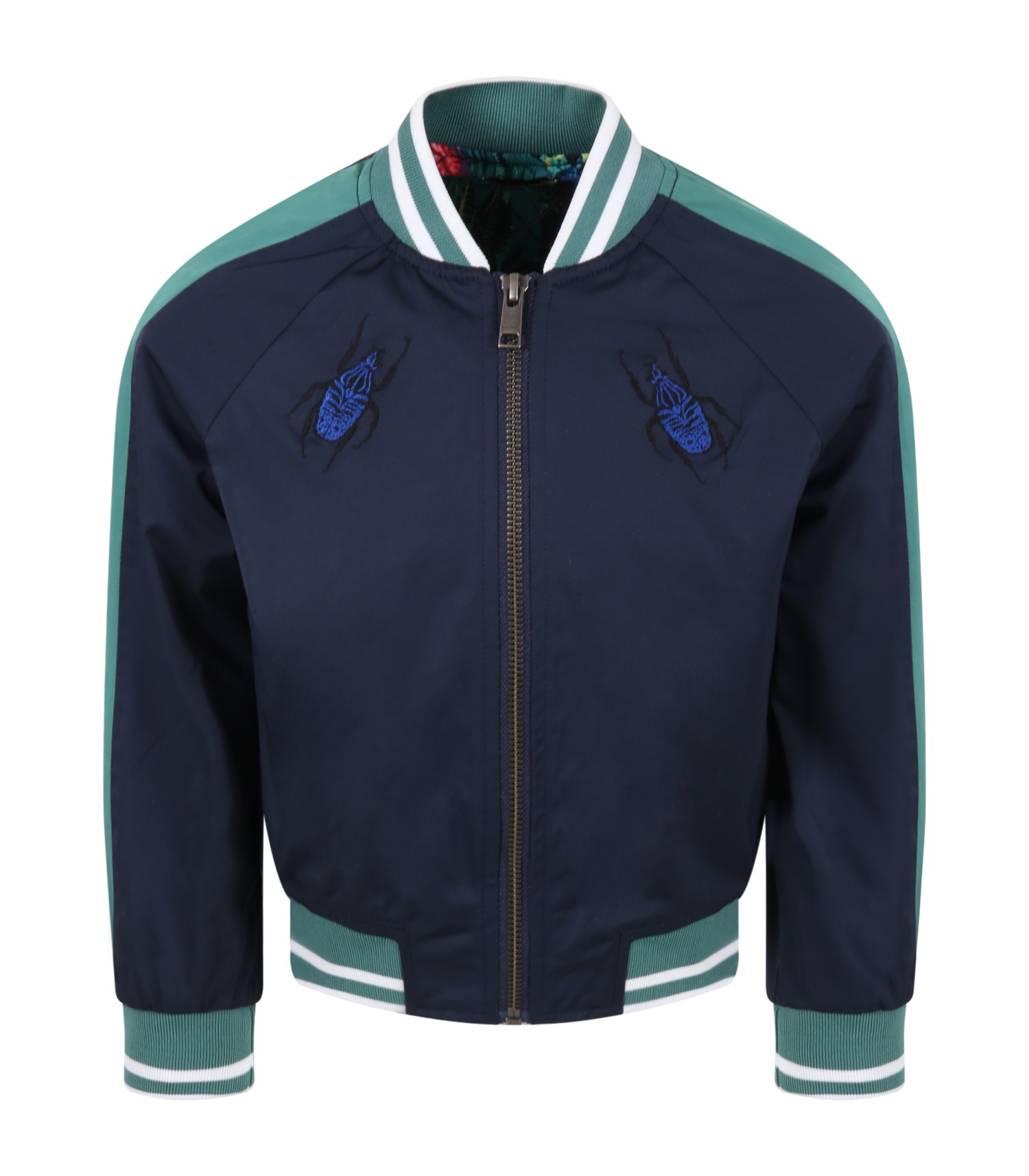 Paul Smith Junior Blue bomber jacket for boy with cockroaches