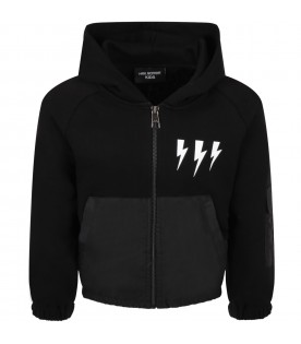 Black sweatshirt for boy with thunderbolts