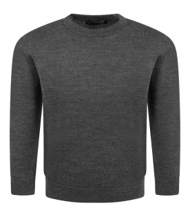 Grey sweater for boy with logo