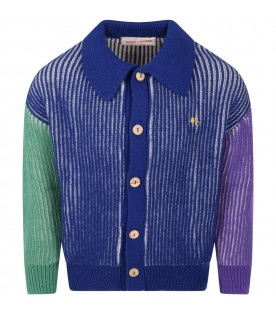 Multicolor cardigan for boy with yellow logo