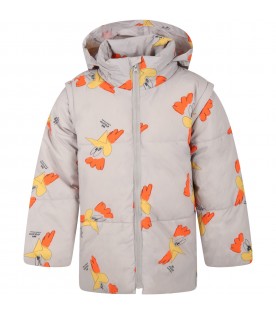 Gray jacket for boy ith rooster and logo