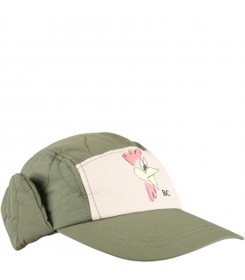 Cappello verde per bambino con gallo
