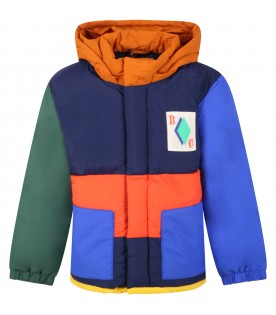 Multicolor jacket for boy with patch logo
