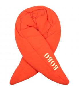 Red scarf for kids with ivory logo