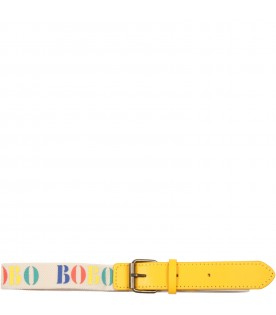 Cintura beige per bambini con logo multicolor