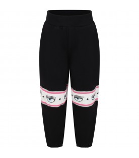 Black sweatpant for girl with iconic prints