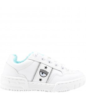 White sneakers for girl with iconic eye