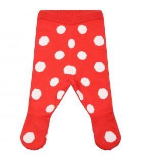 Red gaiter for baby girl with polka dots